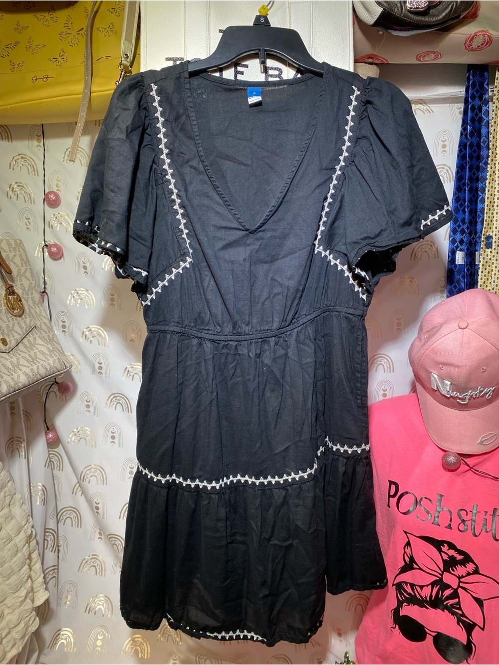 Old Navy Black Mini Dress with White Trim